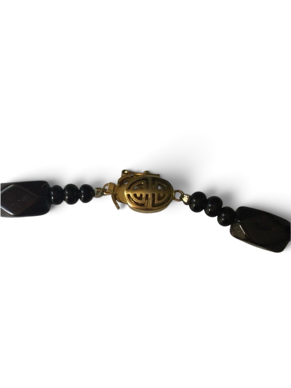 Vintage Carved Bone & Black Beaded Necklace with KJL Pendant - Picture 12 of 13
